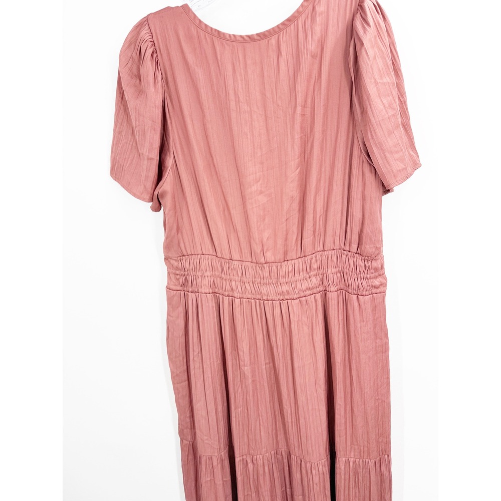 Anthropologie Somerset Maxi Dress Dusty Rose Pink Smocked Tiered Plisse XL NEW - Picture 9 of 13